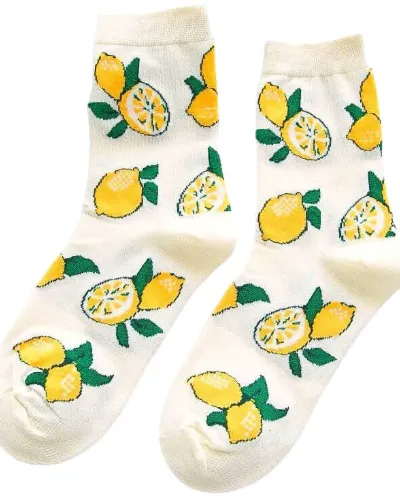 Chaussettes Basses Fantaisie Femme – Citrons Jaunes